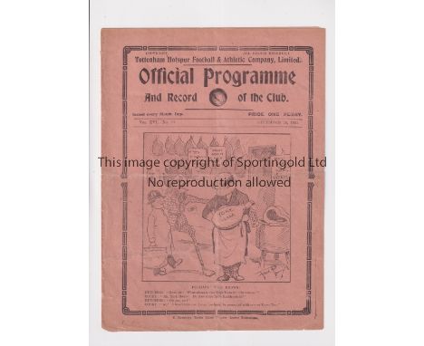 TOTTENHAM HOTSPUR    Programme for the home League match v Huddersfield Town 25/12/23, horizontal crease and minor repairs. G