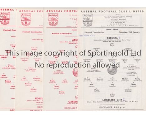 ARSENAL      Sixteen single card programmes for home Football Combination matches in the 1965/6 season v Coventry, Crystal Pa