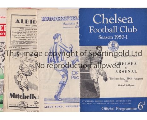 ARSENAL    Sixteen away League programmes for season 1950/1 v Chelsea, Huddersfield, WBA, Derby, Newcastle, Aston Villa,  Por