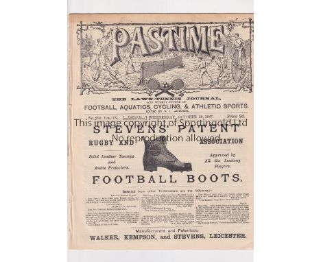 PASSTIME MAGAZINE 1887      Weekly sports magazine 19/10/1887 including Association section with FA Cup results including Pre