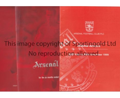 ARSENAL      Complete run of 19 Interim Results 1999 - 2017.     Good