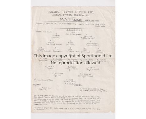 NEUTRAL AT ARSENAL     Single sheet programme for the Star Shield Sem-Final 7/2/1967 at Highbury, Islington U-15's v Ealing U