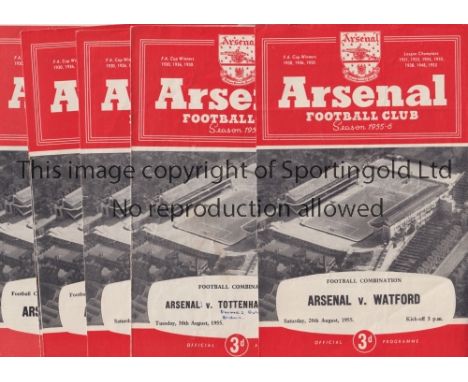 ARSENAL       Twenty one programmes for home Football Combination matches in the 1955/6 season. Tottenham has writing on the 