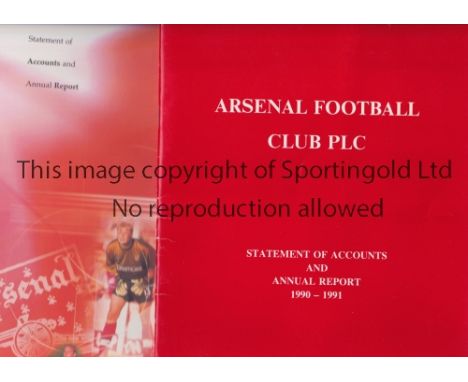 ARSENAL      Complete run of 10 Statement of Accounts and Annual Reports 1990/1 - 1999/2000.         Generally good
