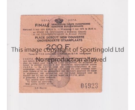 1976 ECWC FINAL / WEST HAM UNITED V ANDERLECHT      Ticket for the match in Brussels, slightly creased.     Generally good