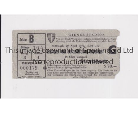 1970 ECWC FINAL / MANCHESTER CITY V GORNIK ZABRZE         Ticket for the ECWC Final tie at Praterstadion, Vienna, Austria 29/