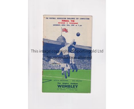 ARSENAL V LIVERPOOL / FA CUP 1950            Programme for the FA Cup Final tie at Wembley 29/4/1950, horizontal crease, agei