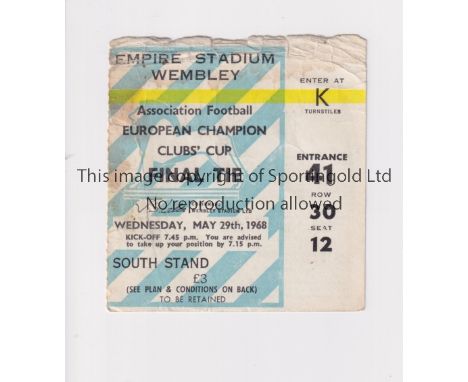 1968 EUROPEAN CUP FINAL / MANCHESTER UNITED V BENFICA         Ticket for the Final tie at Wembley 29/5/1968, Manchester Unite