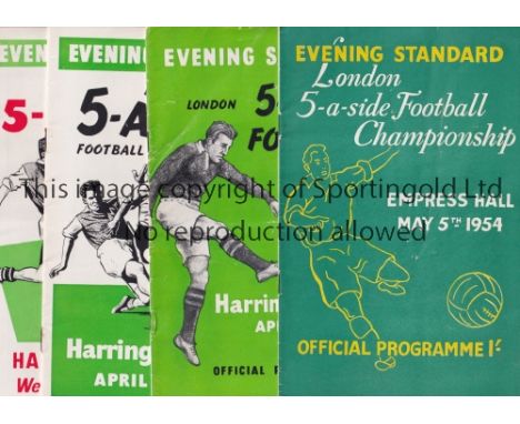 LONDON 5-A-SIDE PROGRAMMES       Twenty five programmes 1954-1957, 1959, 1960, 1967 - 1985. 1974 has a ticket stapled to the 