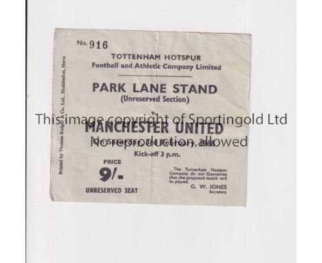 TOTTENHAM HOTSPUR V MANCHESTER UNITED 1968      Ticket for the league match at Tottenham 3/2/1968, creases.      Generally go