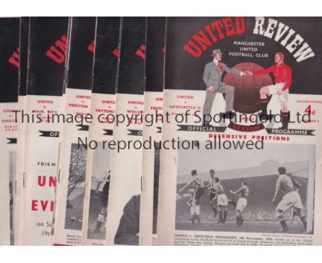 MANCHESTER UNITED     Nine home programmes for League matches: 1952/3 v Newcastle, 1953/4 v Tottenham and Wolves and 1954/5 v