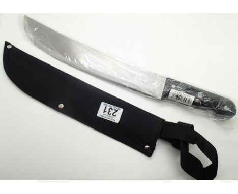 New steel machete in fabric sheath