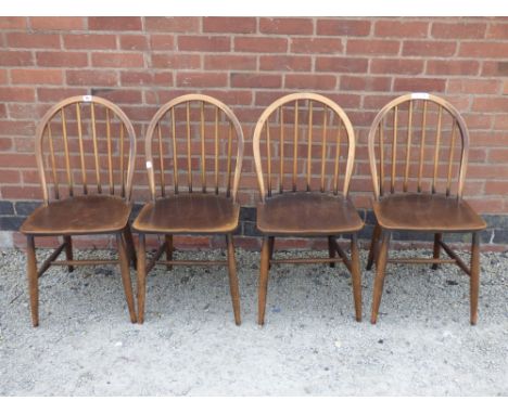 SET OF FOUR ERCOL HOOP SPINDLE BACK CHAIRS 