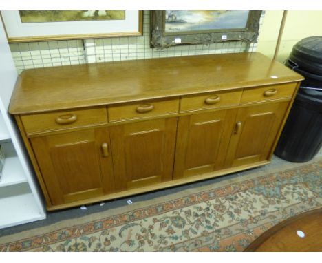 ERCOL LIGHT ELM SIDE CUPBOARD ON CASTORS 77CMX50CM