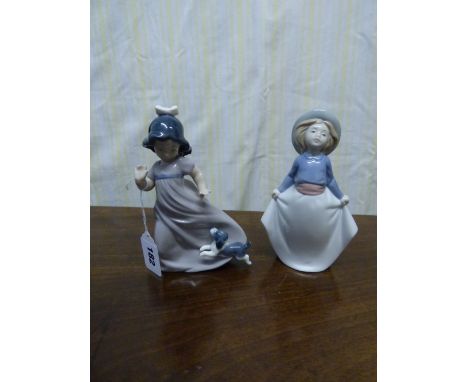 NAO FIGURE 1290 'THE COURTESY' AND NAO FIGURE 'GIRL WITH PUPPY' 16CM APPROX HIGH 