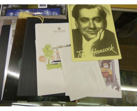 SELECTION OF MENUS AND FLYERS SIGNED BY PAT COOMBES, GEOFFREY HOLLAND, ANDREW SASH, NORMAN WISDOM, THE TWO RONNIES, BENNY HIL