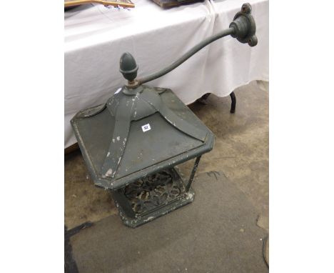 20TH CENTURY GREEN PAINTED CAST IRON PUBLIC HOUSE LANTERN A/F