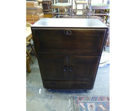 ERCOL DARK ELM BUREAU CUPBOARD 82CMX110CM