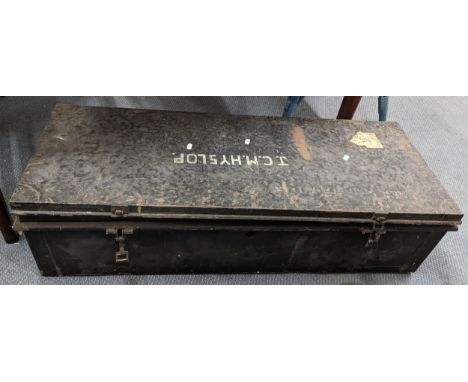 An early 20th century tin, twin handled trunk, 26h x 107wLocation:If there is no condition report, please advise