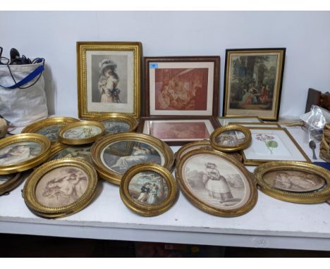 A mixed quantity of framed and glazed French and British 19th century prints to include He Sleeps from Dr Young's Night Thoug