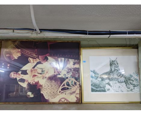 A mixed lot of framed and glazed pictures to include a Hein Schlichting oil painting, framed Bonzo postcards, various prints,