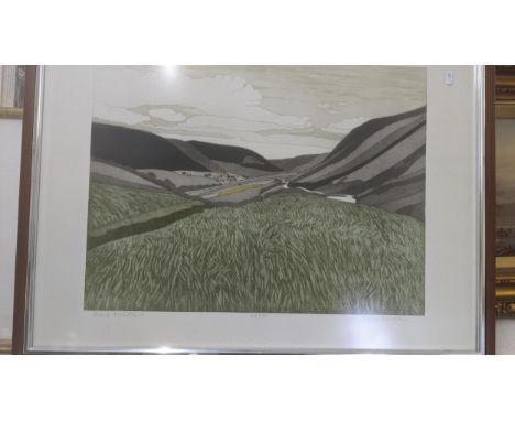 A John Brunsdon limited edition signed coloured etching titled Black Mountains 84cm x 61.5cm Location:If there is no conditio
