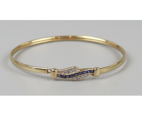 Gold sapphire &amp; diamond bangle