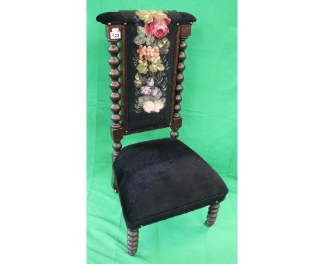 Bobbin turned tapestry backed Prie-dieu