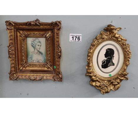 Signed silhouette artist proof - Naval gentleman by Enid Elliot Linder and small portrait print
