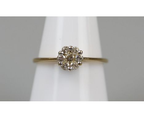 Gold diamond cluster ring