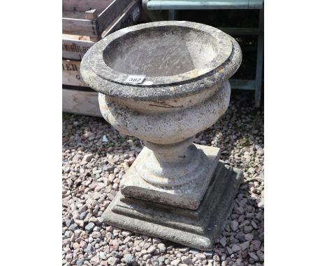 Stone planter on plinth - Approx height: 53cm