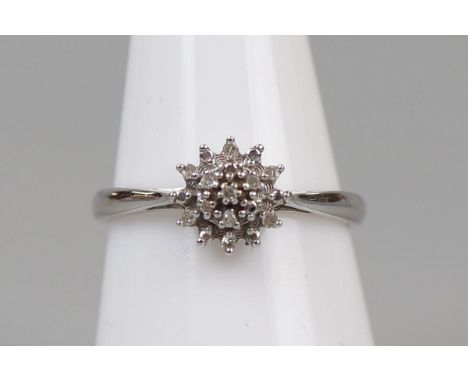 White gold diamond cluster ring