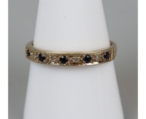 Gold sapphire &amp; diamond half eternity ring