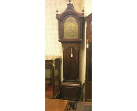 A George III mahogany 8-day longcase clock, Thos. Phipard, Portsmouth, 12in. arched brass dial with moon phases, subsidiary s