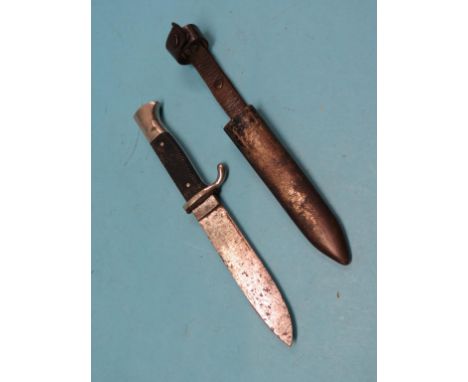 An Hitler Youth dagger, 5in. straight, single-edged blade marked RZM, M7-42, 1940, grip with inset enamel swastika, within me