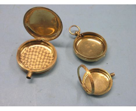 Three 18ct. gold pocket watch cases, 67.7 grams total
