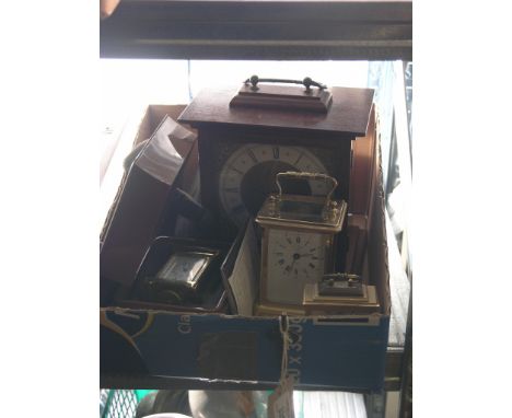 A Matthew Norman miniature carriage clock, with alarm, one other brass carriage clock, small gilt-metal timepiece and a Weima
