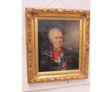 A 19th century oil on canvas, portrait bust of a general, purportedly The Duke of Wellington, mount inscribed Painted by Sir 