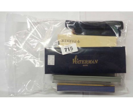 A boxed vintage Waterman 503 fountain pen with golden tiger's-eye effect finish - sold with another Waterman fountain pen, Pa