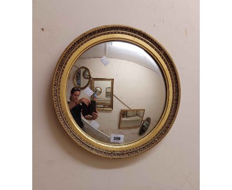 A 37cm diameter vintage Aisonea gilt framed convex wall mirror