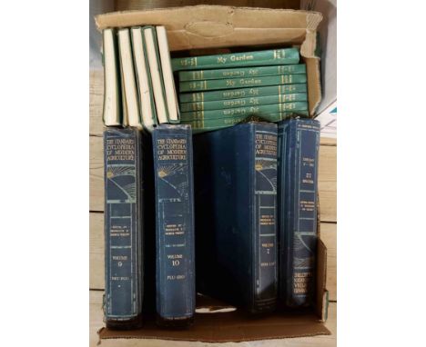 A box containing a quantity of assorted agriculture and horticulture related books including The Standard Encyclopedia of Mod