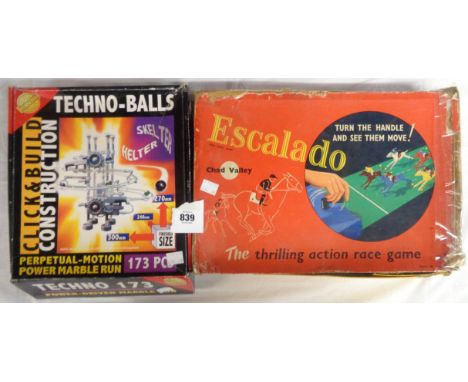 A vintage Escalado horse racing game with cast lead pieces - sold with a Techno 173 Construction Set