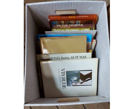 A box containing a quantity of assorted books and Ordnance Survey maps including railway related, etc.