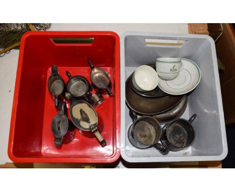 Brocklebank Metalware Group tea pot, coffee pot, milk jug, two sugar bowls and a napkin ring; together with Bibby Line items: