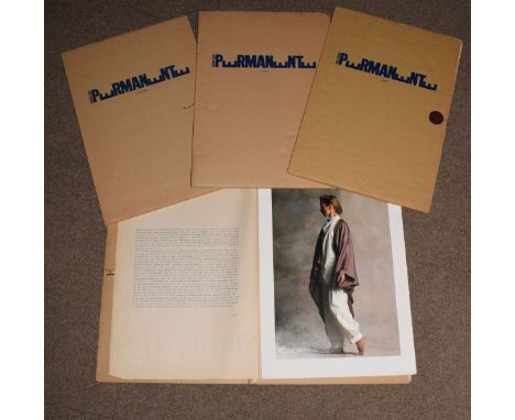 Four folios of coloured prints from the late 1980's compiled by Issey Miyake 'Permanente' depicting various photographs by Sn