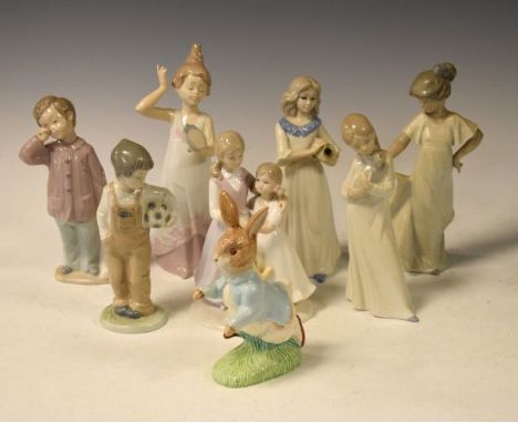 Quantity of Nao and other porcelain figures together with a Royal Albert rabbit figure   Condition: 