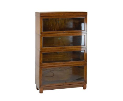 Globe Wernicke oak four section bookcase having up-and-over doors   Condition: 