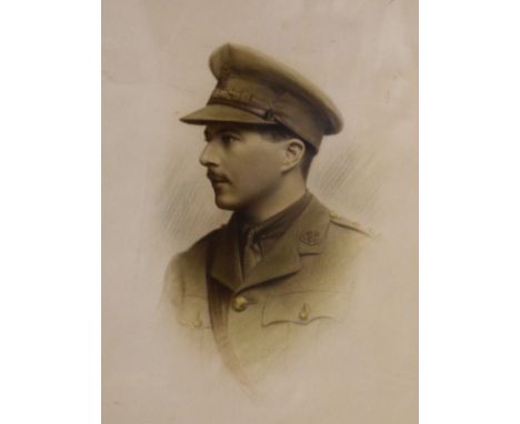 First World War  hand coloured photographic portrait of a soldier, framed   Condition: 