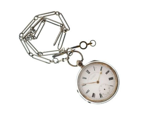 Gentleman's silver cased keywind pocket watch, the white enamel dial with subsidiary seconds dial inscribed J.G. Grays, Sheff