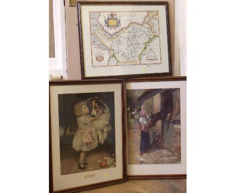 Arthur Elsley print "Don't Tell", similar print and Chester map. Condition Report: see terms and conditions.